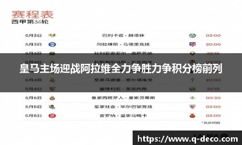 皇马主场迎战阿拉维全力争胜力争积分榜前列
